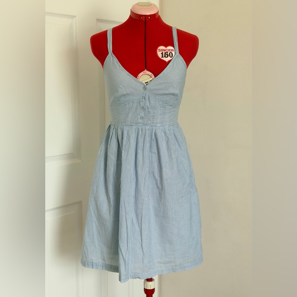Converse One Star Nautical Pinstripe Dress White Blue Cotton Nautical Sailor S